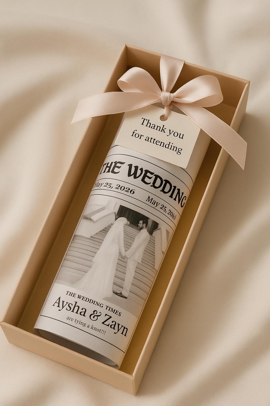 Muslim Wedding Newspaper Program: Nikkah Itinerary, Love Story (Digital Download, A4 Template)