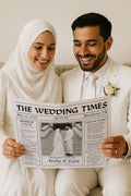 Muslim Wedding Newspaper Program: Nikkah Itinerary, Love Story (Digital Download, A4 Template)