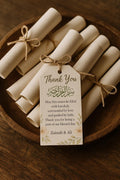 Floral Islamic Wedding Favor Scroll: Sage Green Bismillah, Editable Du'a