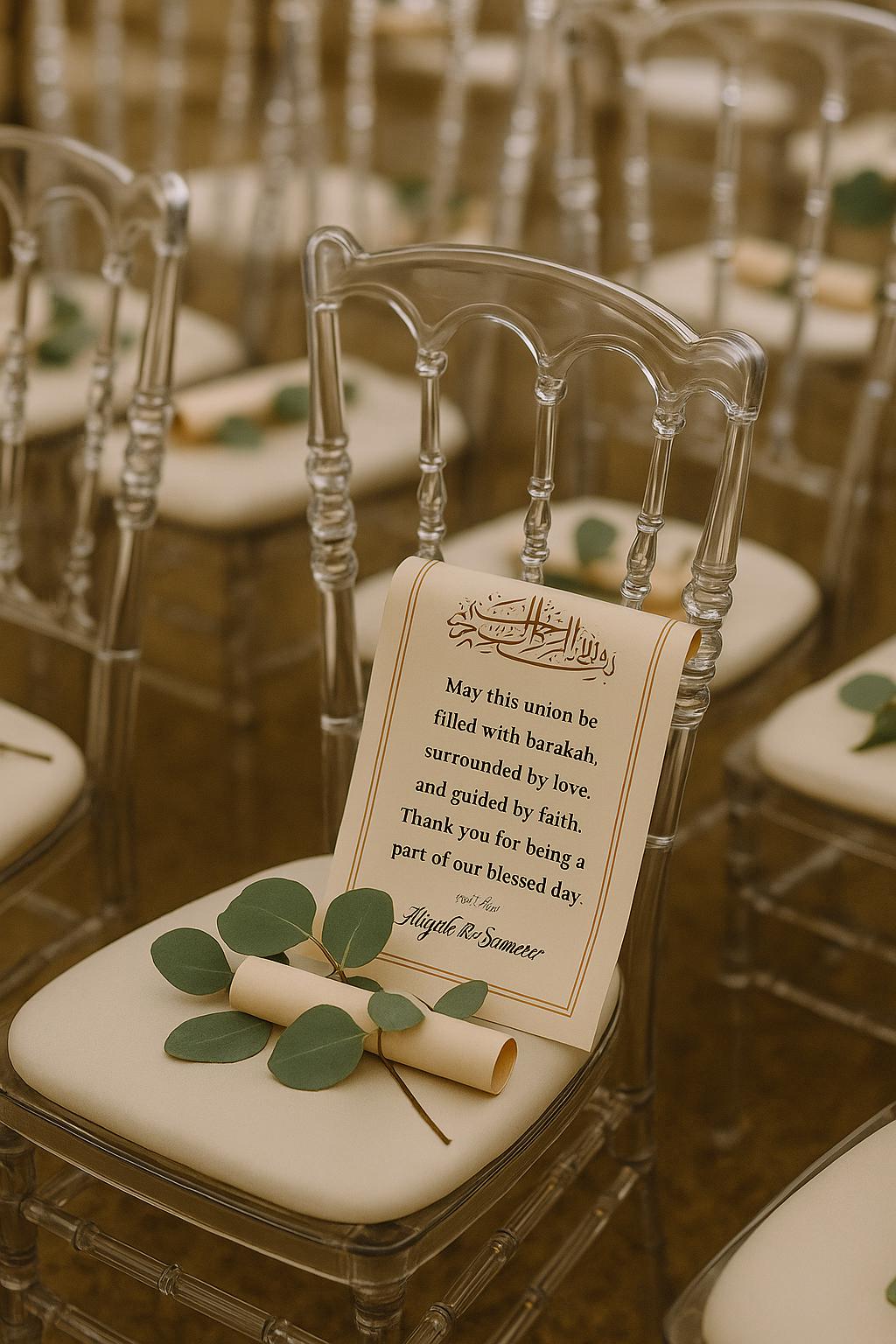 Islamic Wedding Scroll Favor | Bismillah Dua, Beige Nikah Gift (Editable)