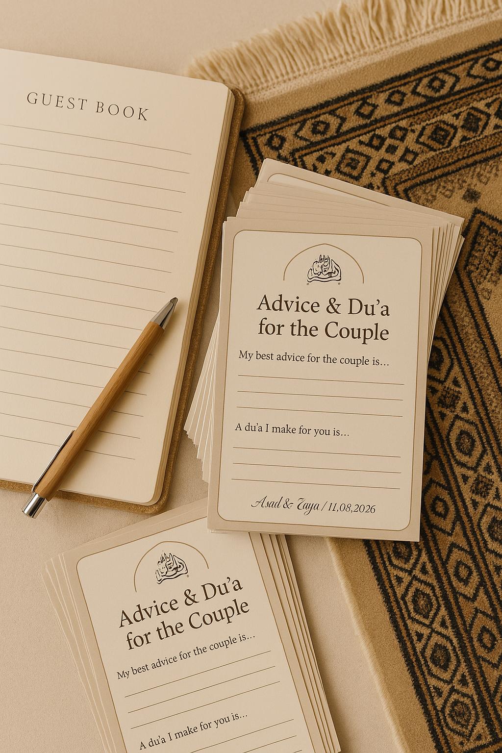 Minimalist Islamic Advice Cards: Mocha Nikah Guest Message - 50-250 pcs