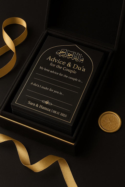 Black & Gold Islamic Advice Cards: Elegant Muslim Wedding Favors
