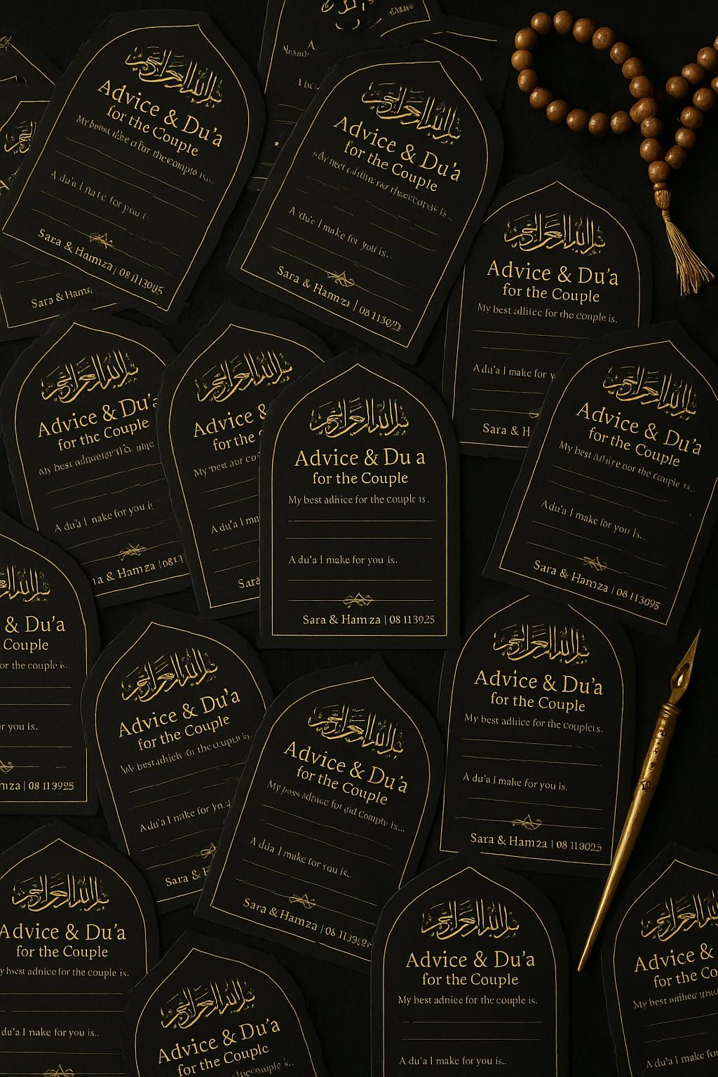 Black & Gold Islamic Advice Cards: Elegant Muslim Wedding Favors