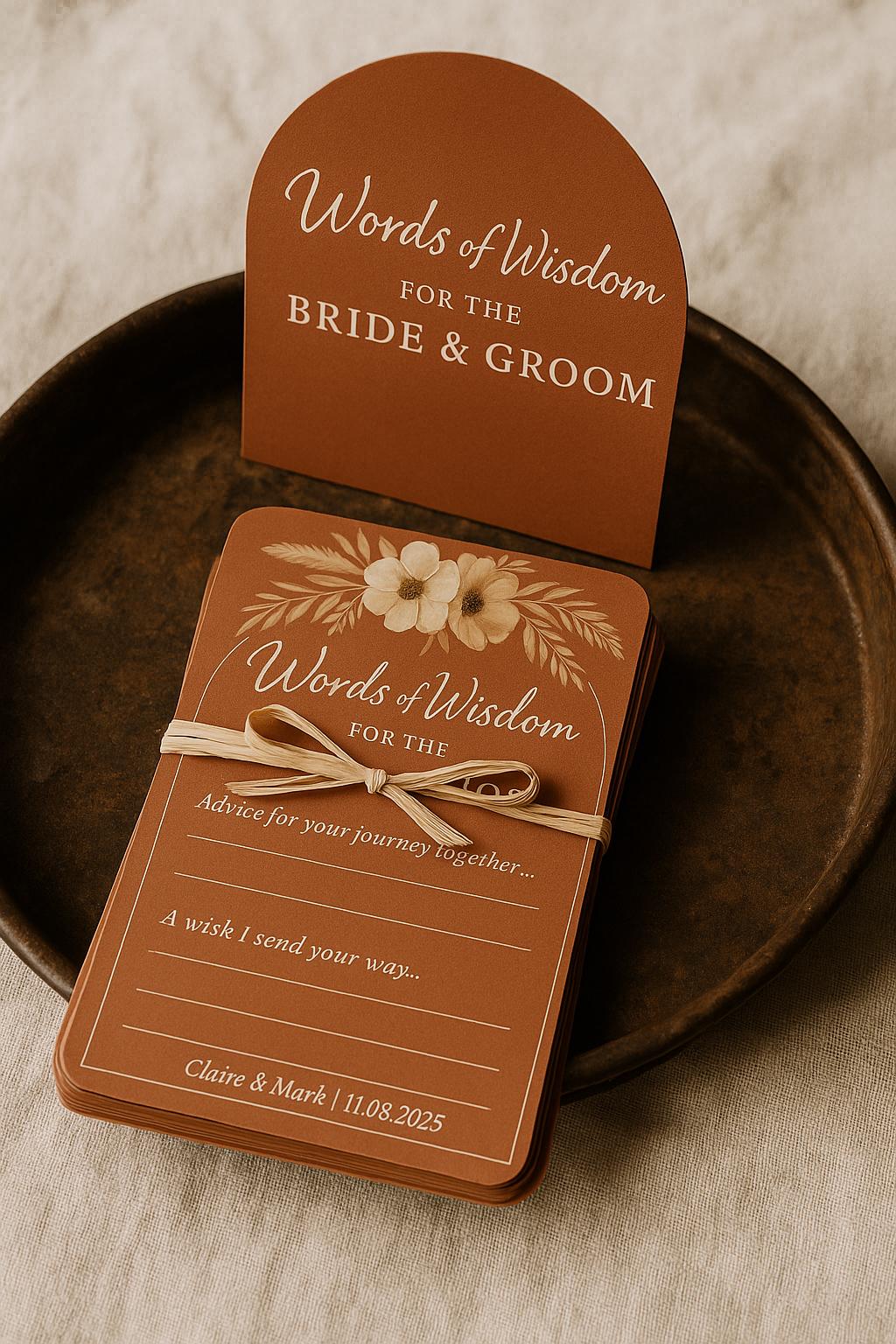 Boho Wedding Advice Cards: Terracotta Floral Guest Wishes