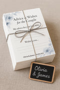 Dusty Blue Wedding Advice Cards: Floral Watercolor Keepsake