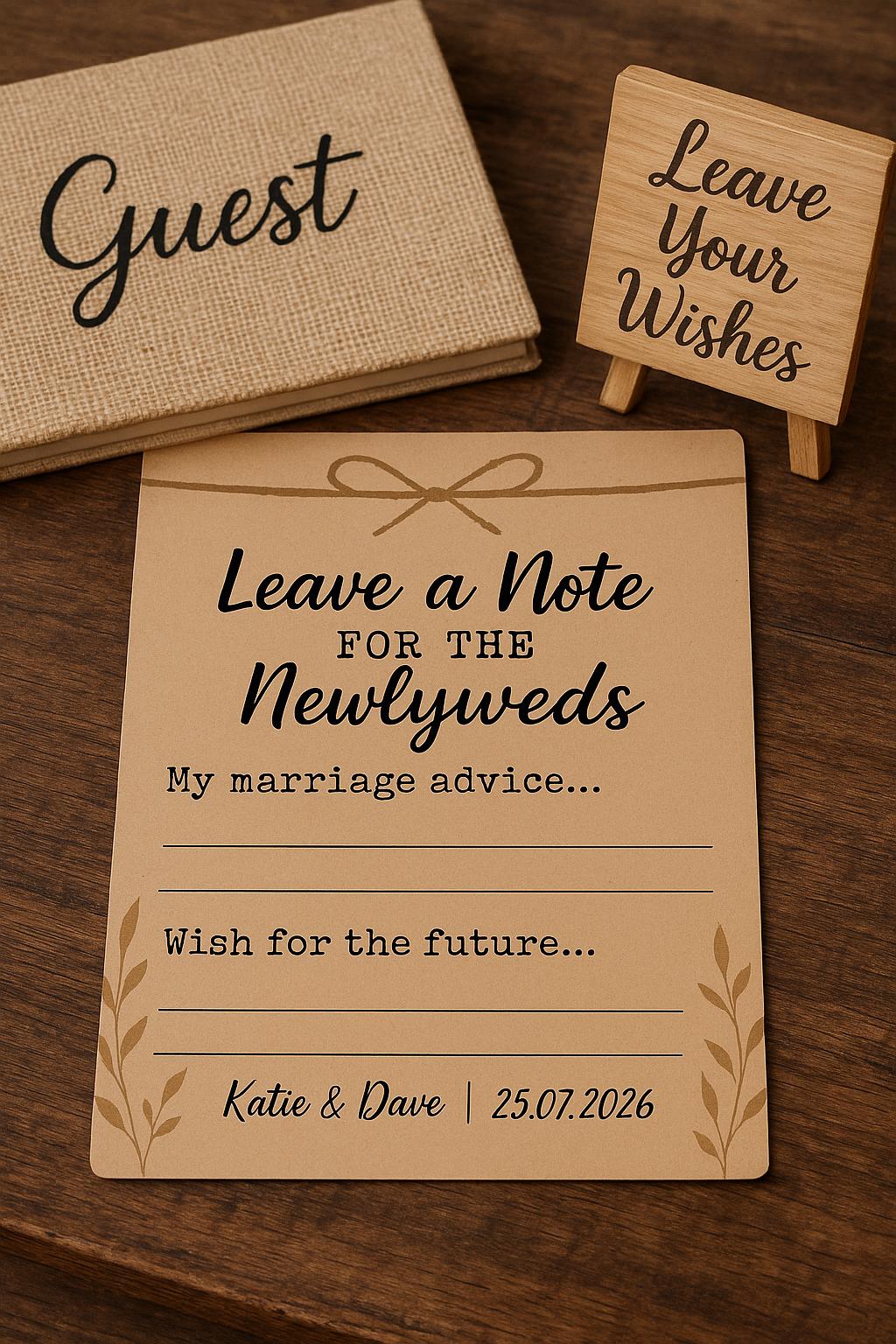 Rustic Wedding Advice Cards: Kraft Twine Design, Personalized