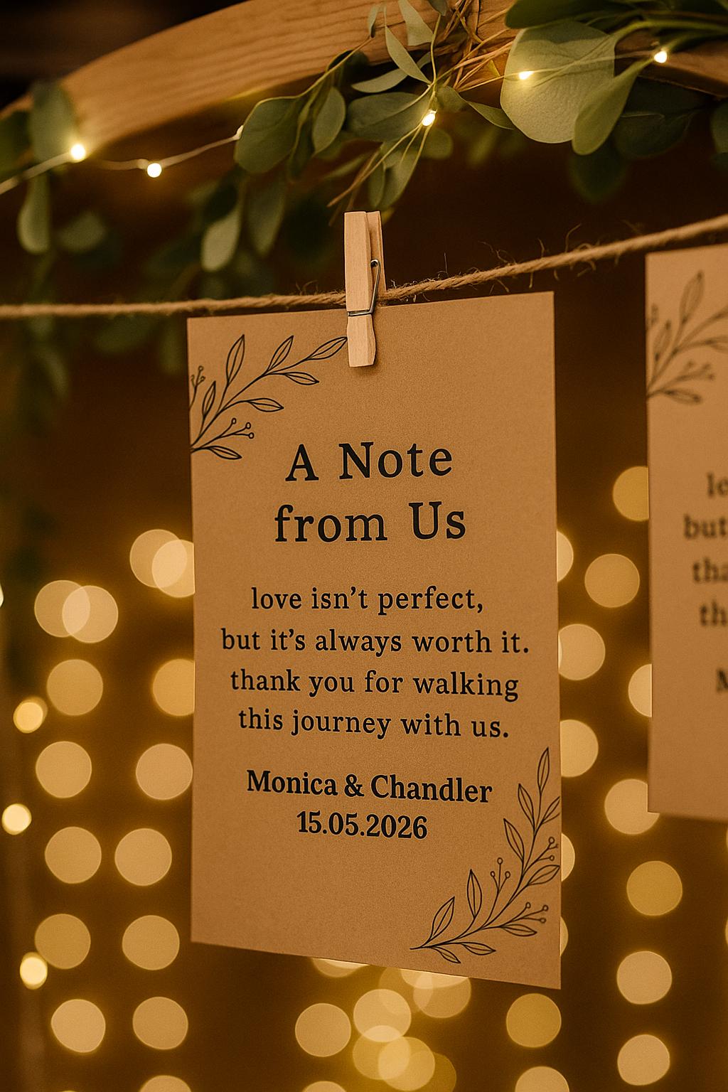 Rustic Kraft Wedding Favor Scroll: Twine-Tied Guest Message Keepsake