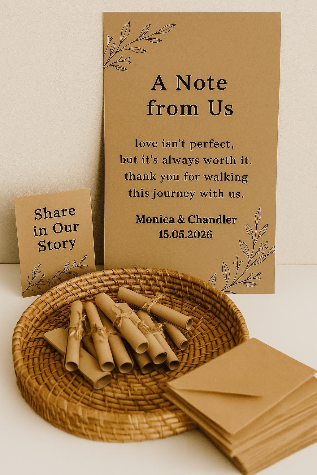 Rustic Kraft Wedding Favor Scroll: Twine-Tied Guest Message Keepsake