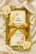Cream & Gold Wedding Vow Scroll Favor: Floral Keepsake with Ribbon