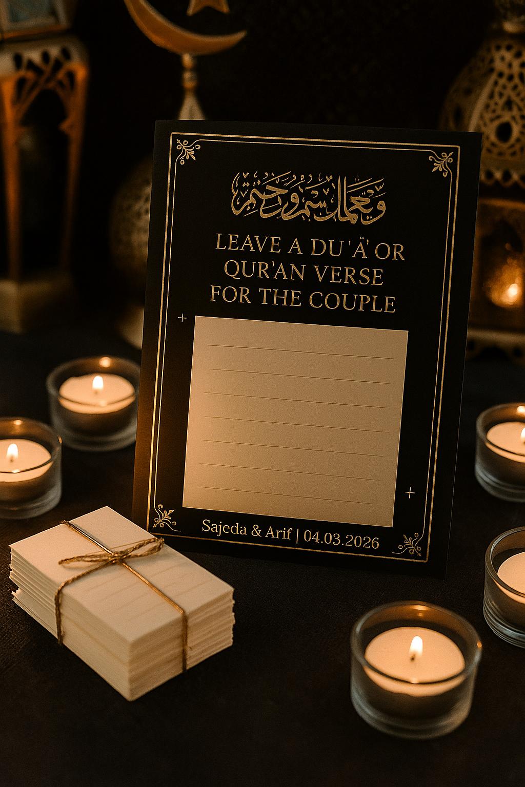 Minimalist Mocha Nikkah Advice Cards: Islamic Wedding Favor, Personalized