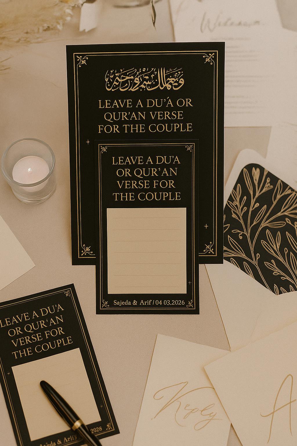 Minimalist Mocha Nikkah Advice Cards: Islamic Wedding Favor, Personalized