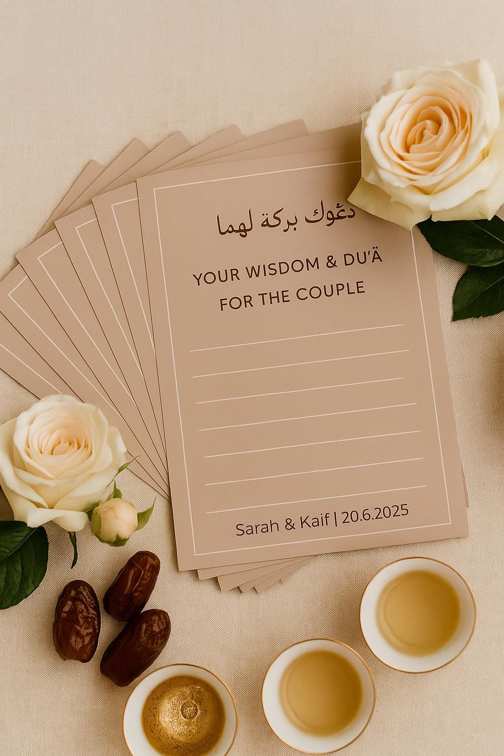 Minimalist Islamic Wedding Advice Card: Mocha Nikkah Guest Blessing