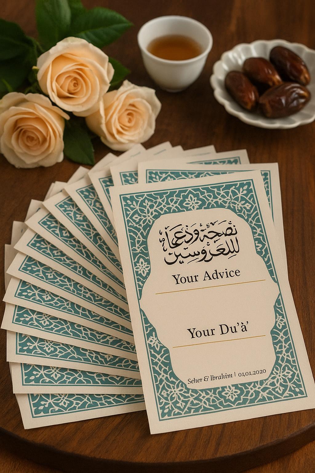 Islamic Wedding Advice Card: Arabic Mosaic Design, Custom Keepsake