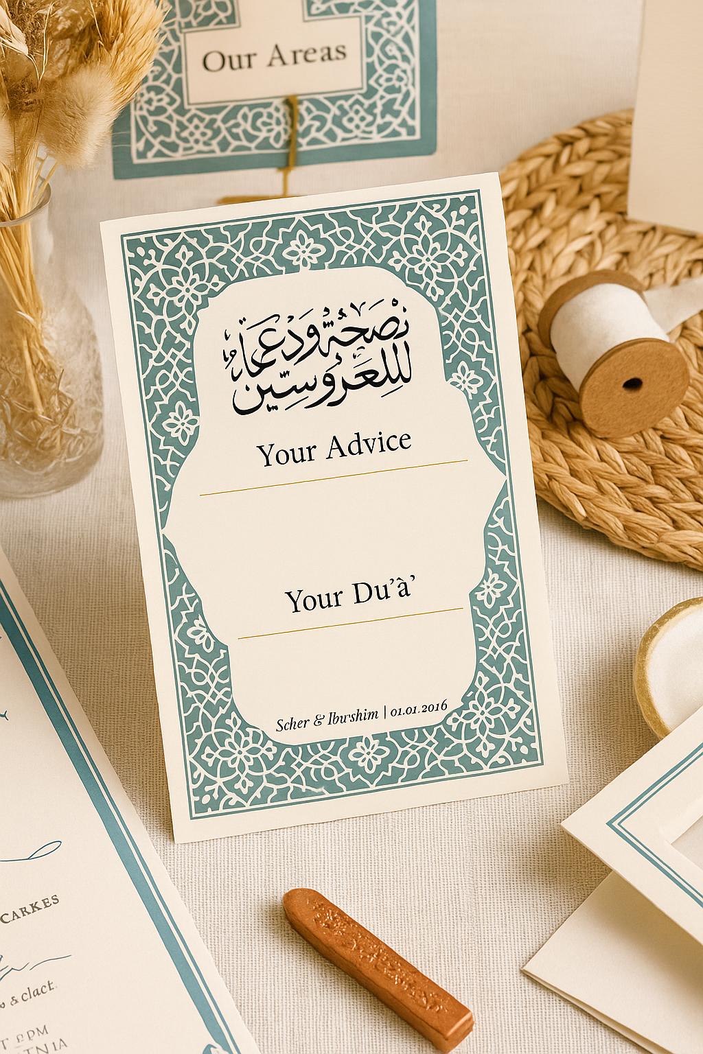 Islamic Wedding Advice Card: Arabic Mosaic Design, Custom Keepsake