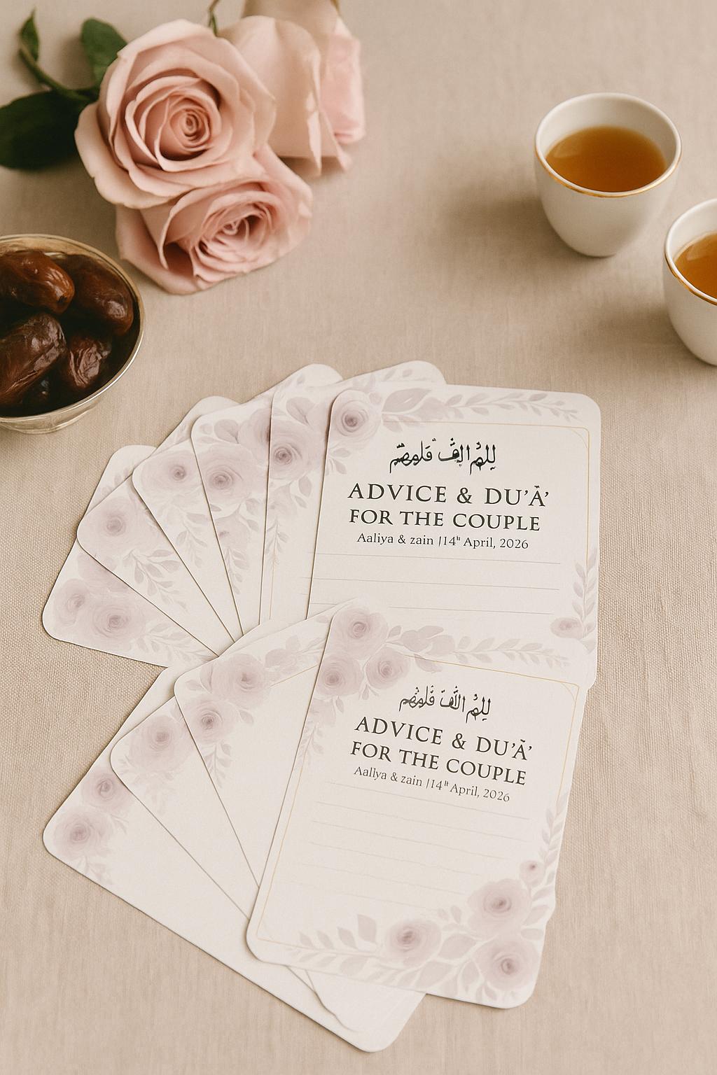 Floral Islamic Wedding Advice Card: Custom Nikkah Guest Keepsake