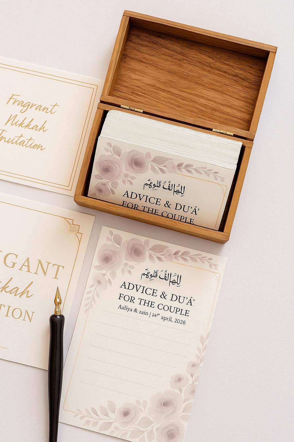 Floral Islamic Wedding Advice Card: Custom Nikkah Guest Keepsake