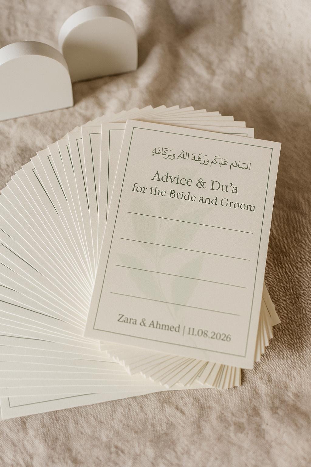Sage Green Islamic Wedding Advice Card: Minimalist Nikkah Favor