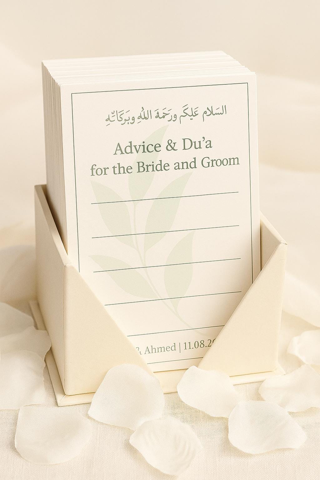 Sage Green Islamic Wedding Advice Card: Minimalist Nikkah Favor