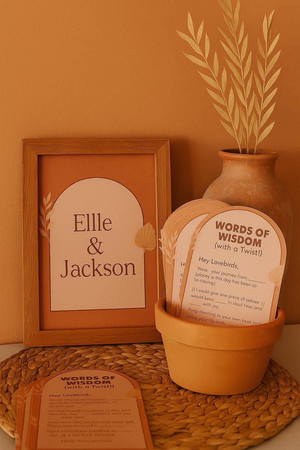 Boho Wedding Advice Cards: Funny Fill-in-the-Blank Guest Game