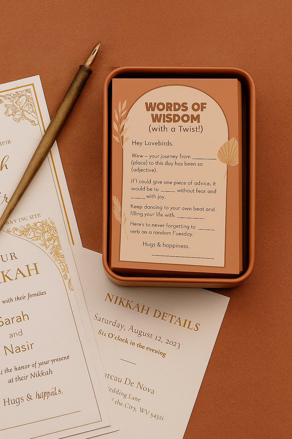 Boho Wedding Advice Cards: Funny Fill-in-the-Blank Guest Game