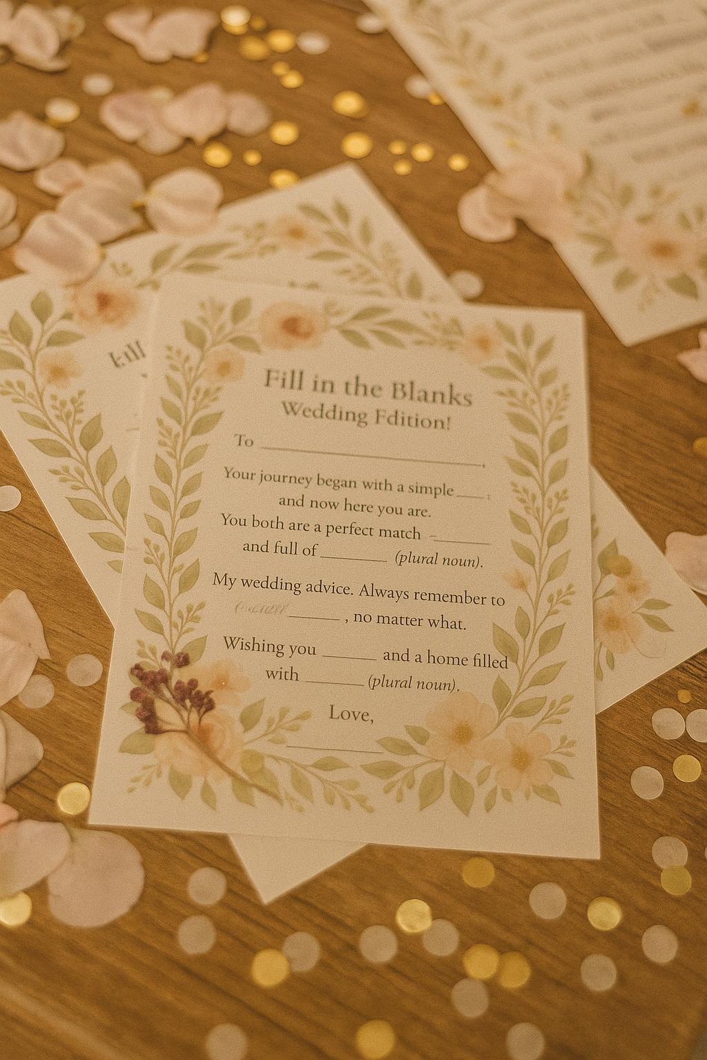 Floral Wedding Advice Mad Libs: Greenery Bridal Shower Game