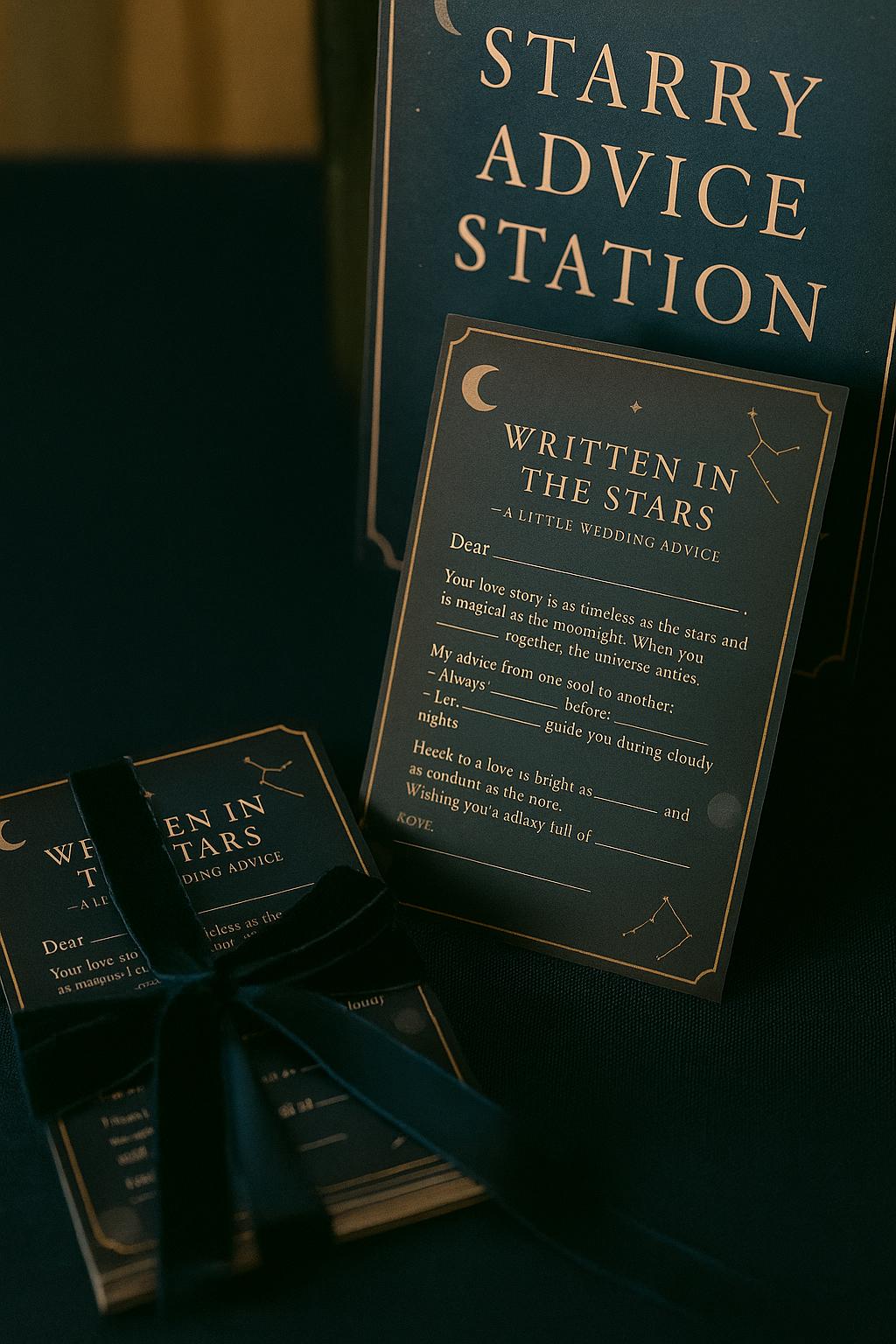 Celestial Wedding Advice Cards: Navy & Gold Constellation Guest Book Alternative