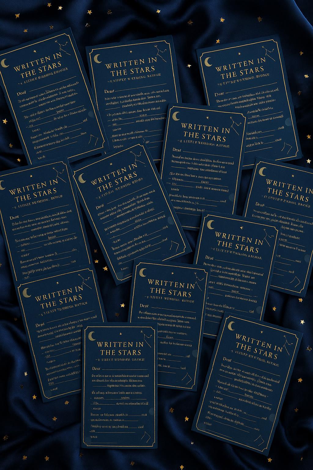 Celestial Wedding Advice Cards: Navy & Gold Constellation Guest Book Alternative
