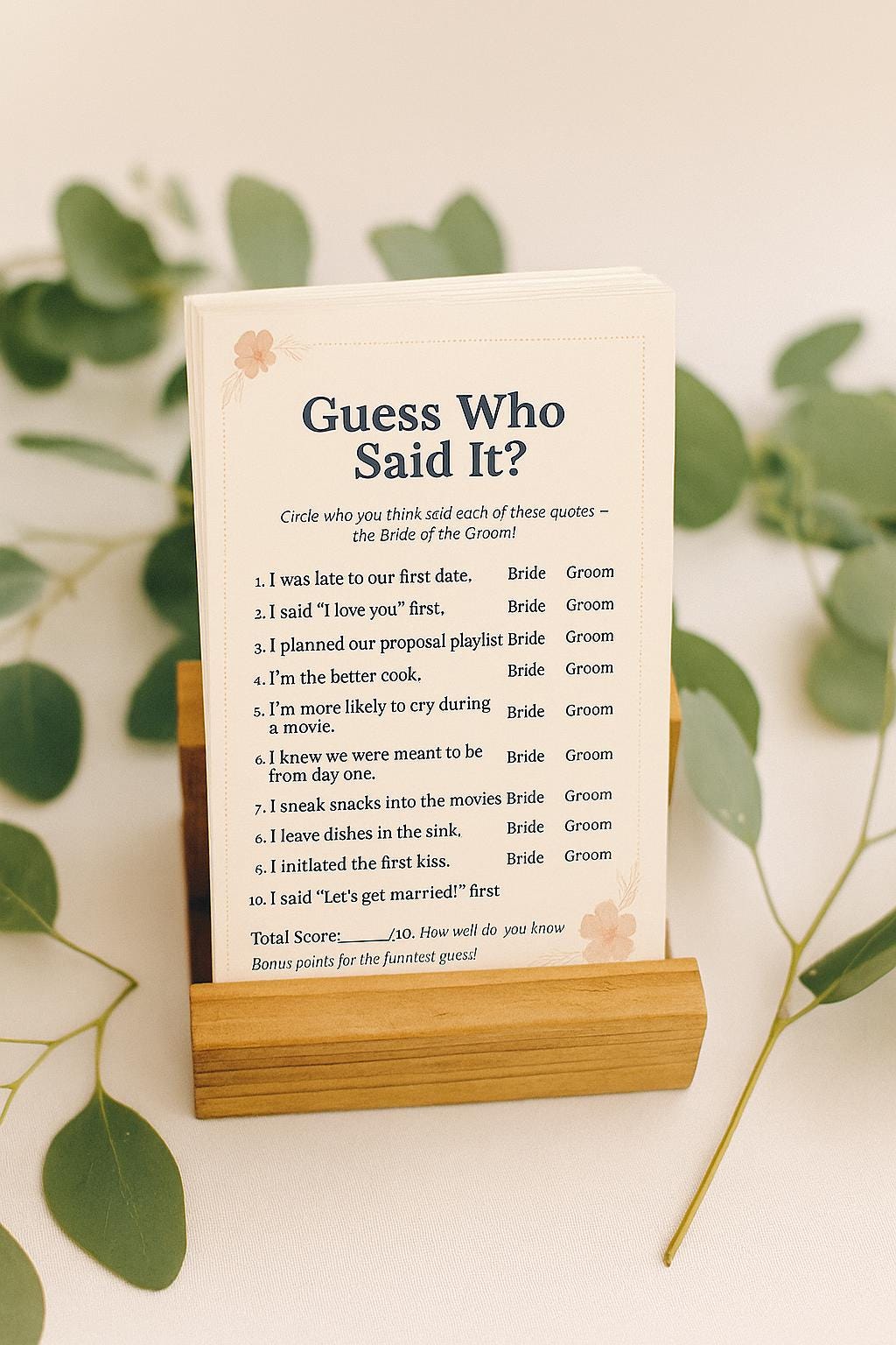 Guess Who Said It Wedding Game: Funny Couples Quiz, Bridal Shower Activity