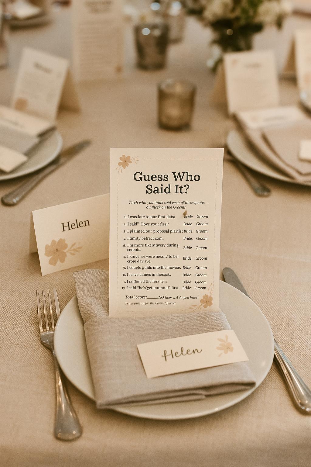 Guess Who Said It Wedding Game: Funny Couples Quiz, Bridal Shower Activity