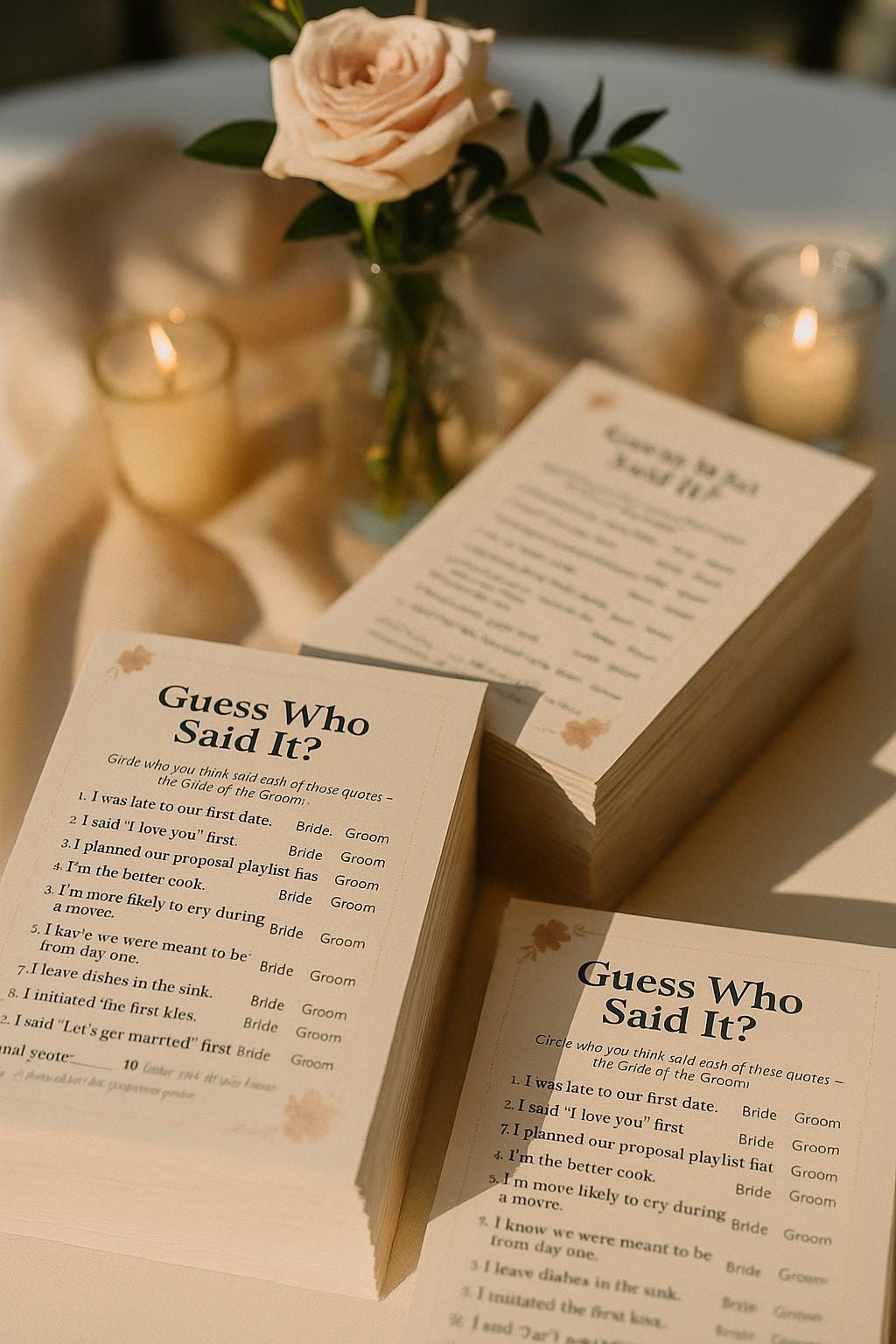 Guess Who Said It Wedding Game: Funny Couples Quiz, Bridal Shower Activity