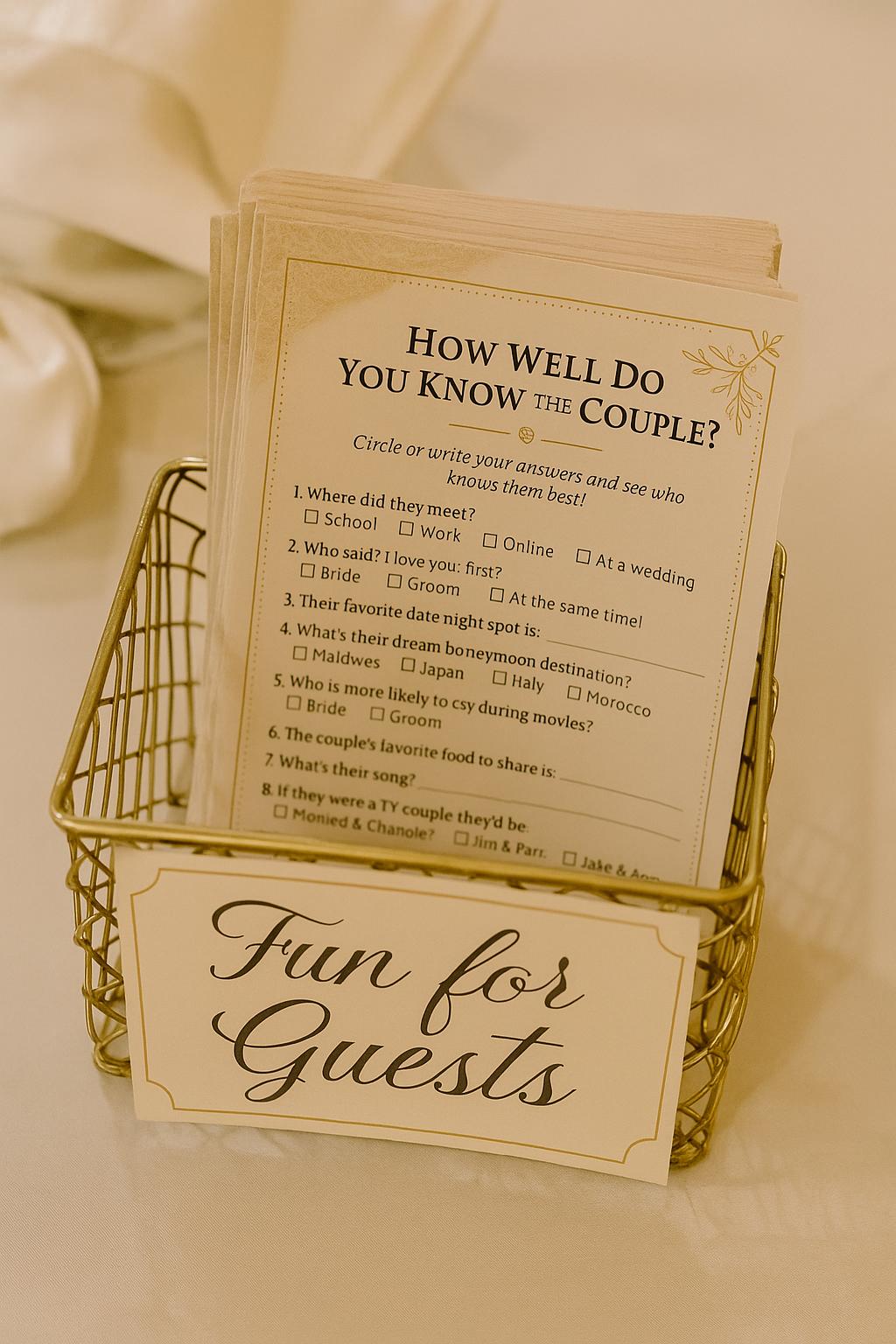Wedding Trivia Game: How Well Do You Know the Couple? - Cream Lace Design