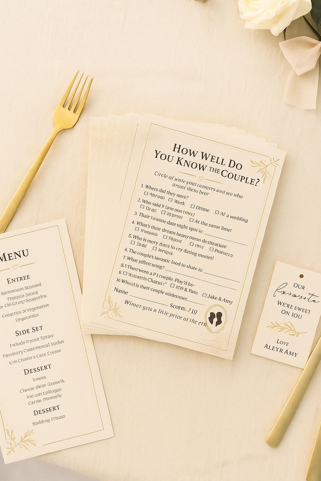 Wedding Trivia Game: How Well Do You Know the Couple? - Cream Lace Design