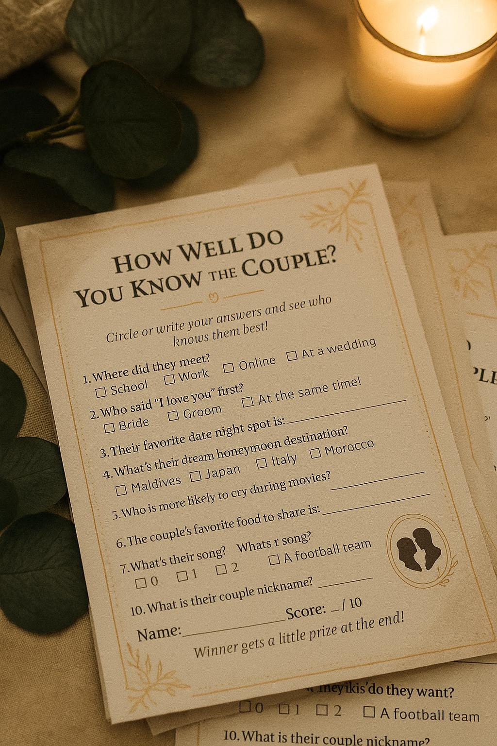 Wedding Trivia Game: How Well Do You Know the Couple? - Cream Lace Design