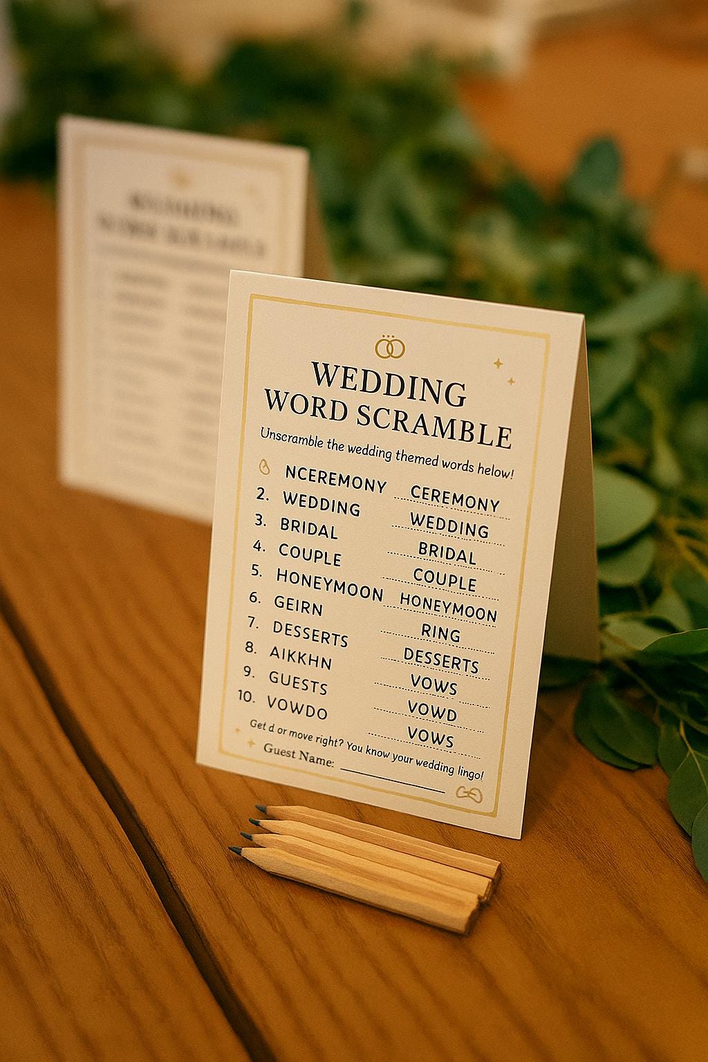 Elegant Wedding Word Scramble Game: Pink & Gold Bridal Shower (50-250 pcs