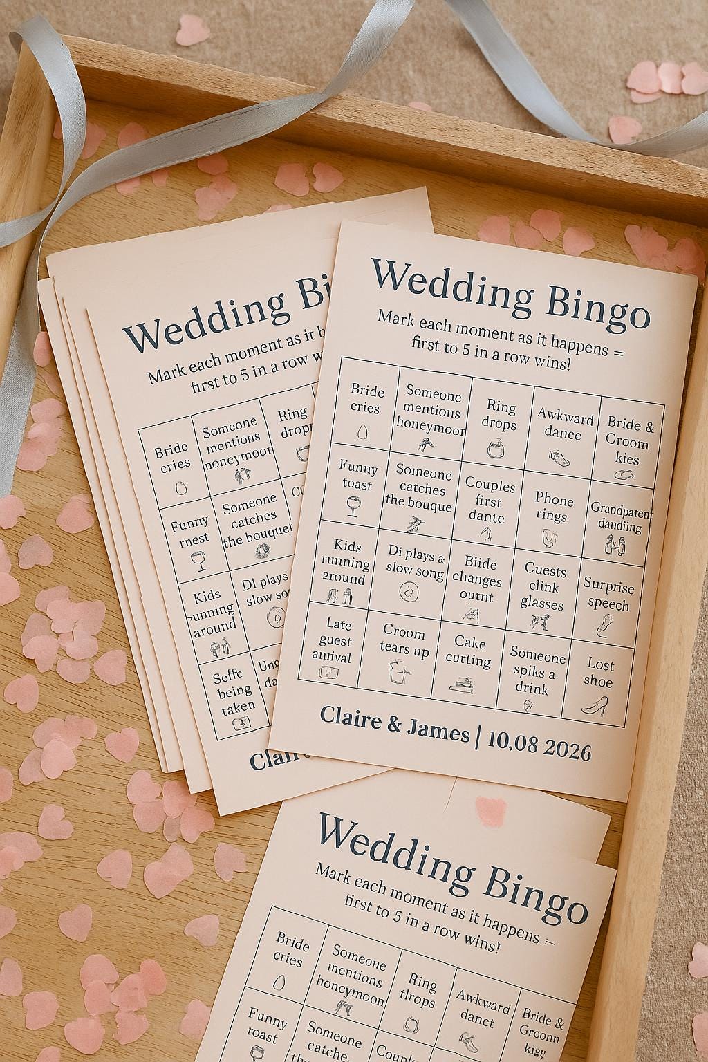 Wedding Bingo Game: Funny Reception Guest Activity - Elegant Card Pack