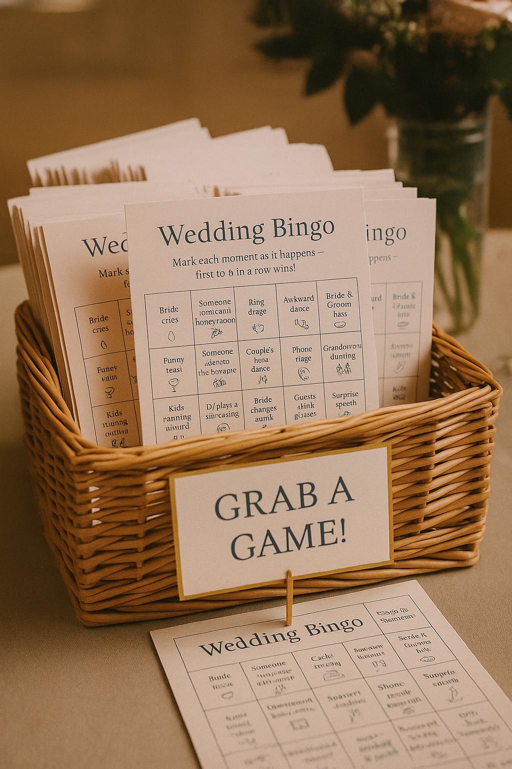 Wedding Bingo Game: Funny Reception Guest Activity - Elegant Card Pack