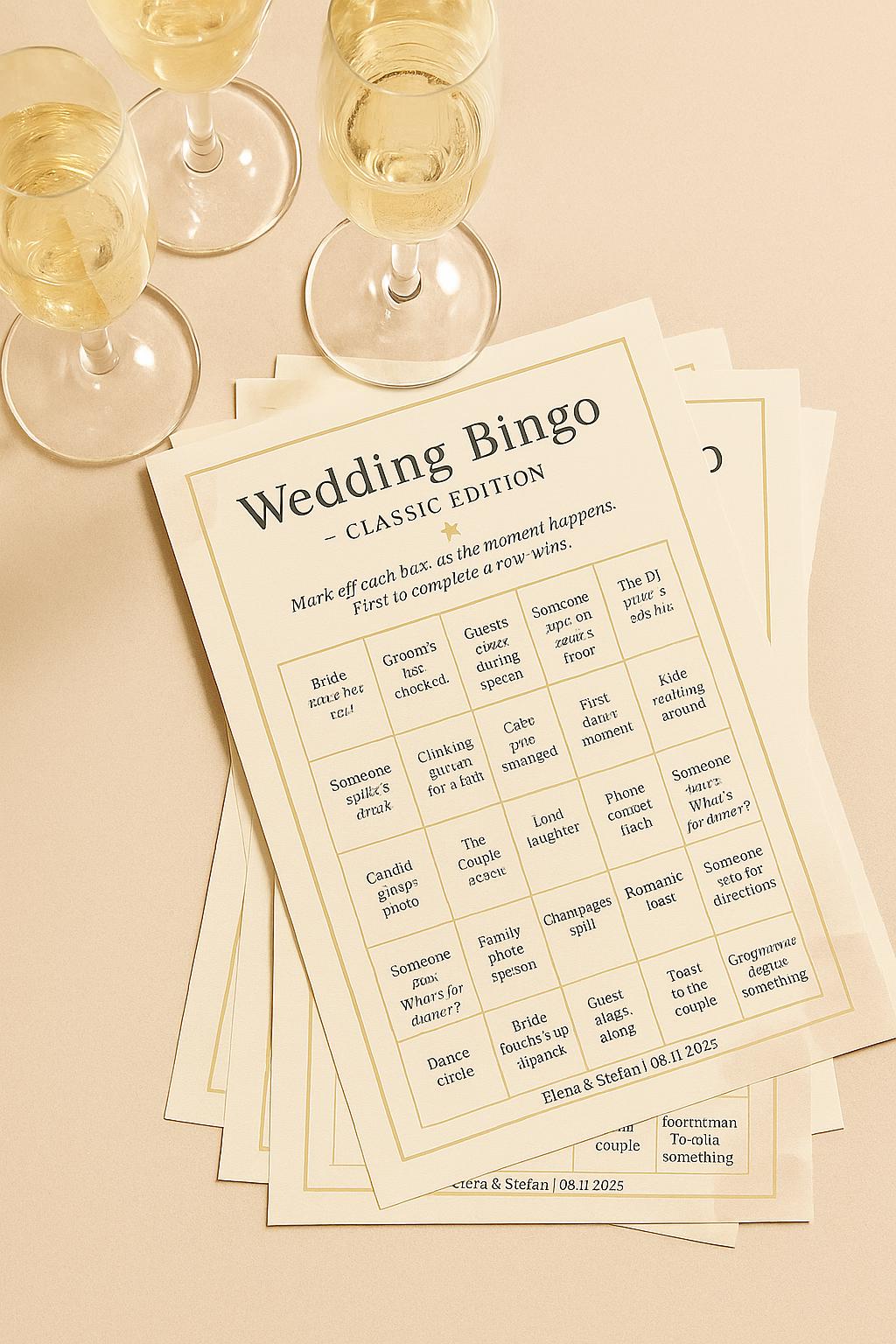 Elegant Wedding Bingo Game: Reception Icebreaker (Printable or Printed Bundle)