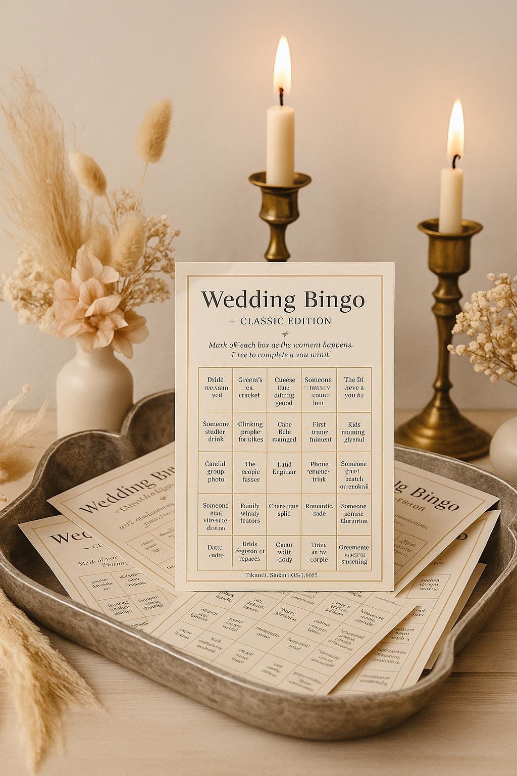 Elegant Wedding Bingo Game: Reception Icebreaker (Printable or Printed Bundle)