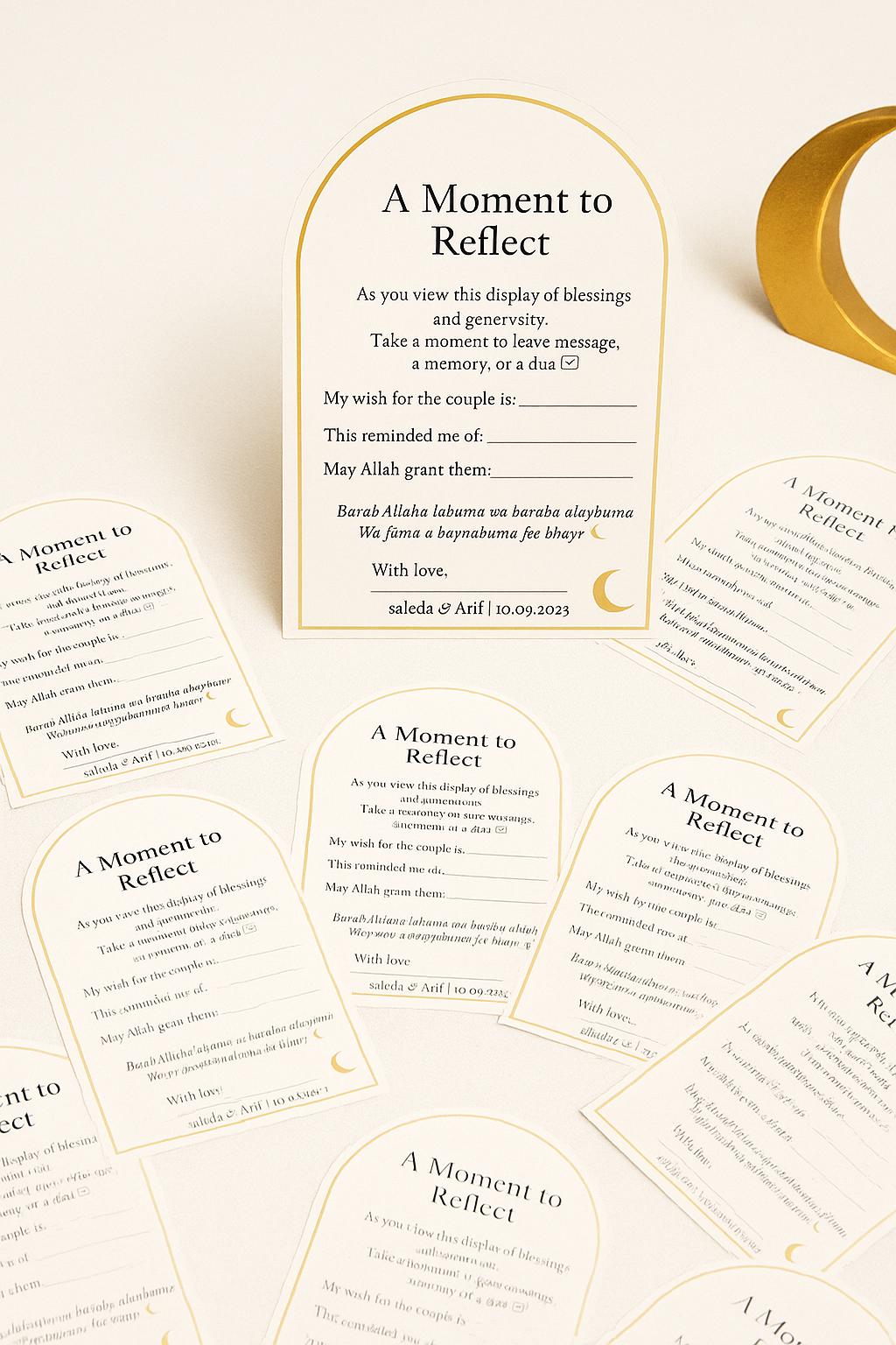 Islamic Wedding Reflection Card | Barakah Money Table Dua Card | Muslim Guestbook Alternative | Nikkah, Walima & Engagement Decor
