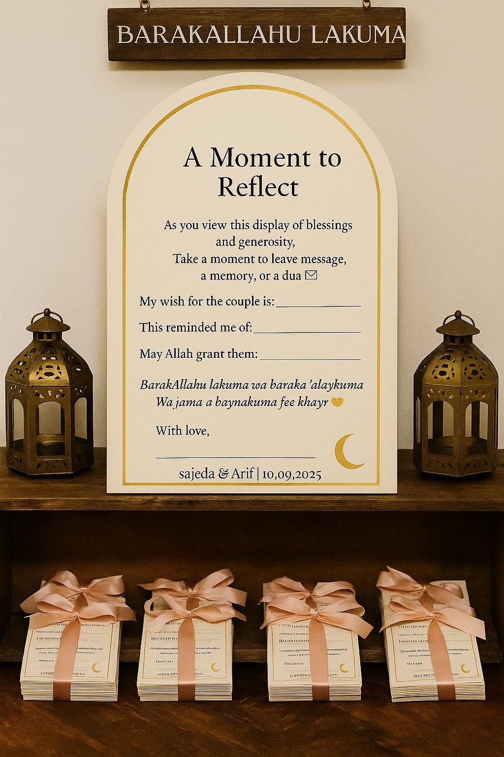Islamic Wedding Reflection Card | Barakah Money Table Dua Card | Muslim Guestbook Alternative | Nikkah, Walima & Engagement Decor