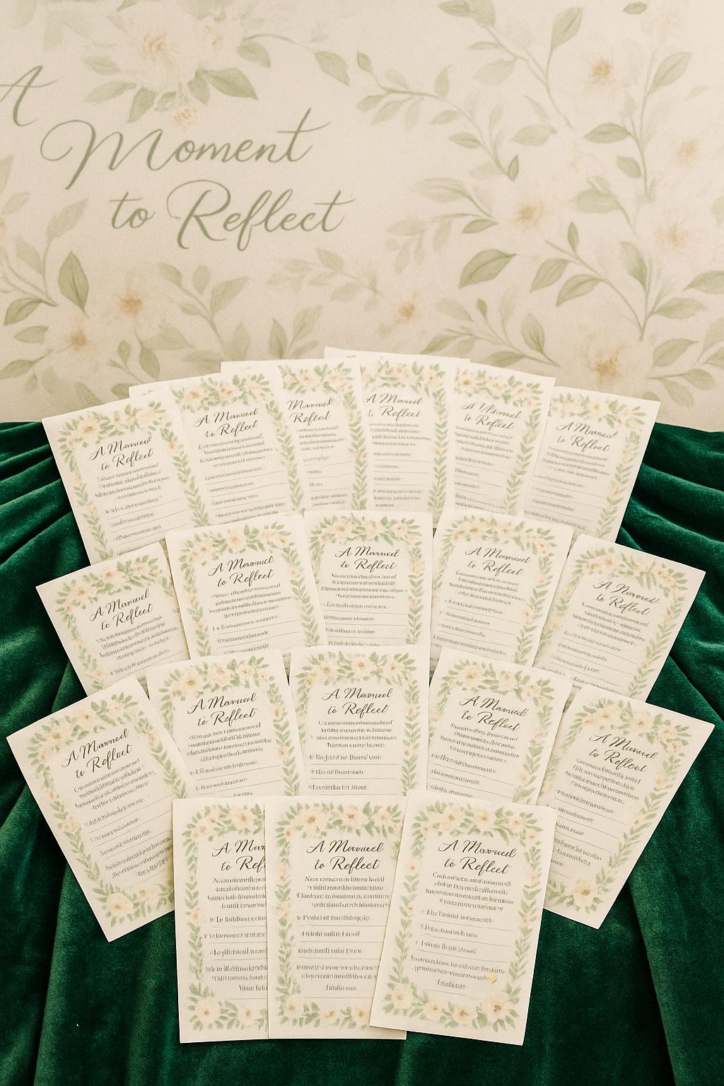 Sage Green Floral Islamic Wedding Reflection Cards: Dua & Barakah Wishes