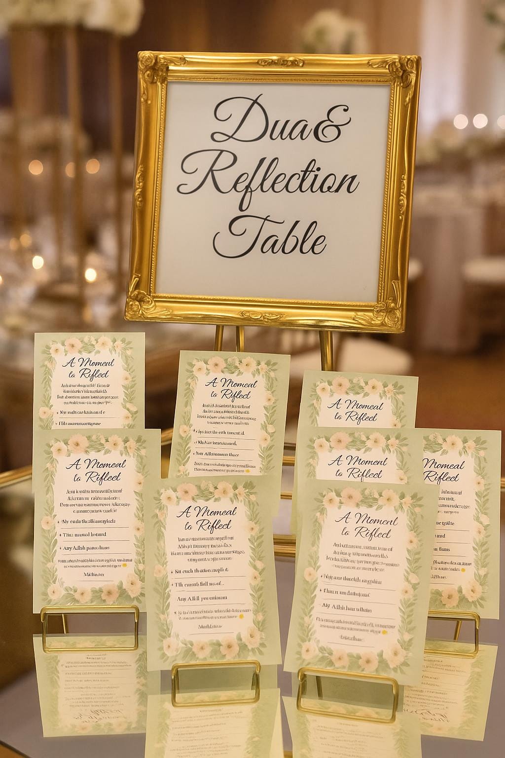 Sage Green Floral Islamic Wedding Reflection Cards: Dua & Barakah Wishes