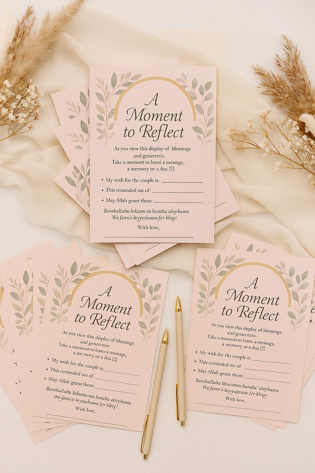 Blush Islamic Wedding Reflection Cards: Dua & Well Wishes