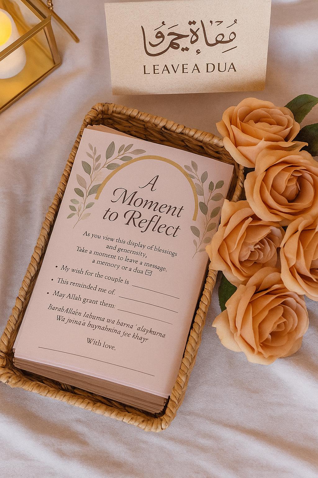Blush Islamic Wedding Reflection Cards: Dua & Well Wishes