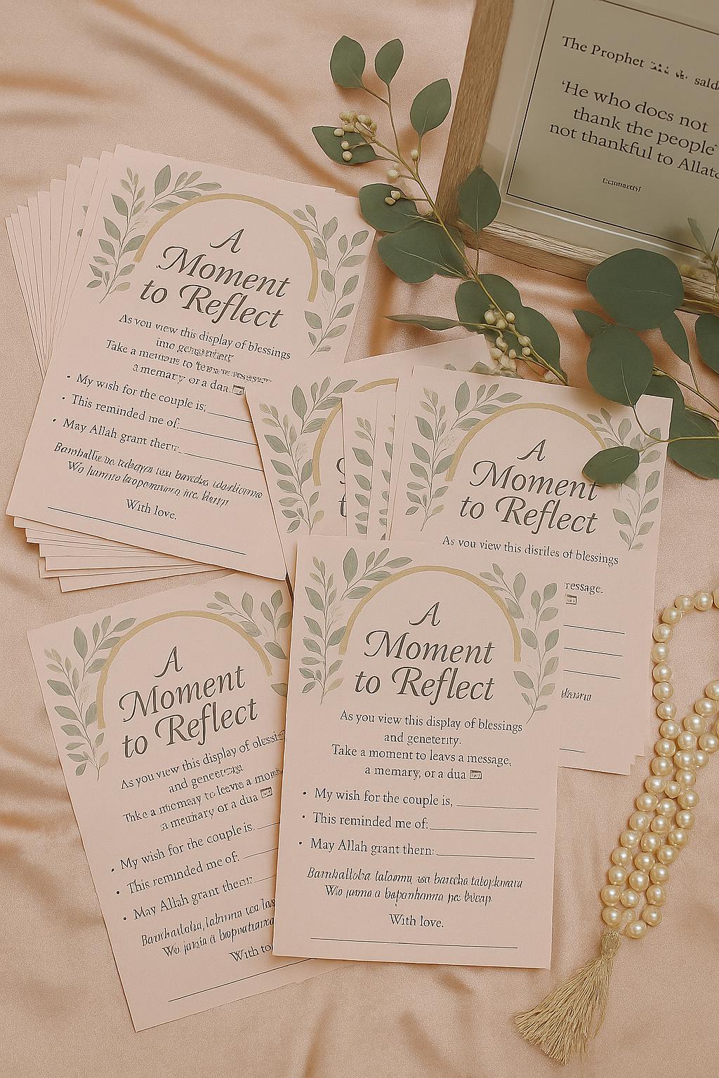 Blush Islamic Wedding Reflection Cards: Dua & Well Wishes