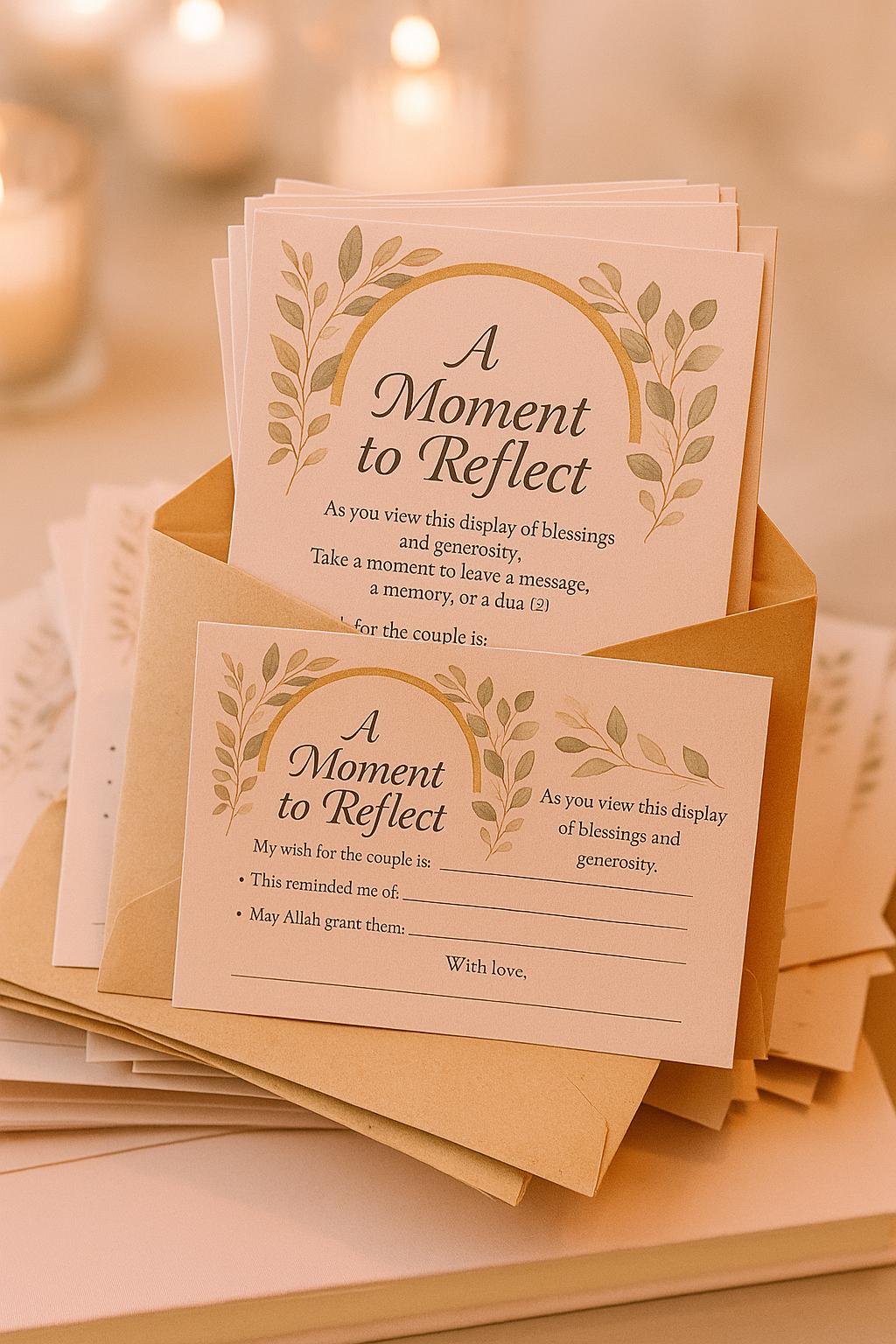 Blush Islamic Wedding Reflection Cards: Dua & Well Wishes