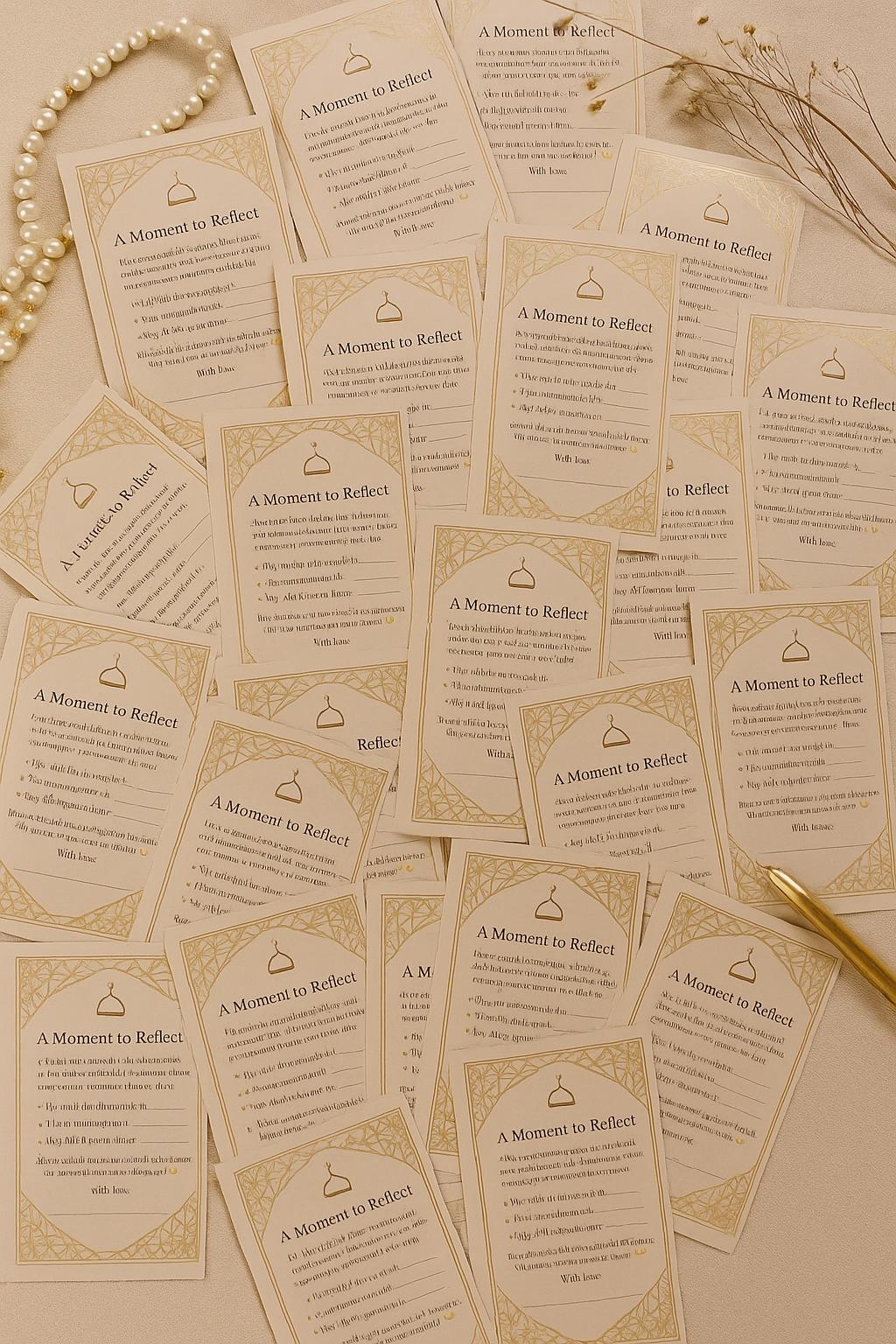 Mocha Gold Islamic Wedding Reflection Cards: Dua & Barakah
