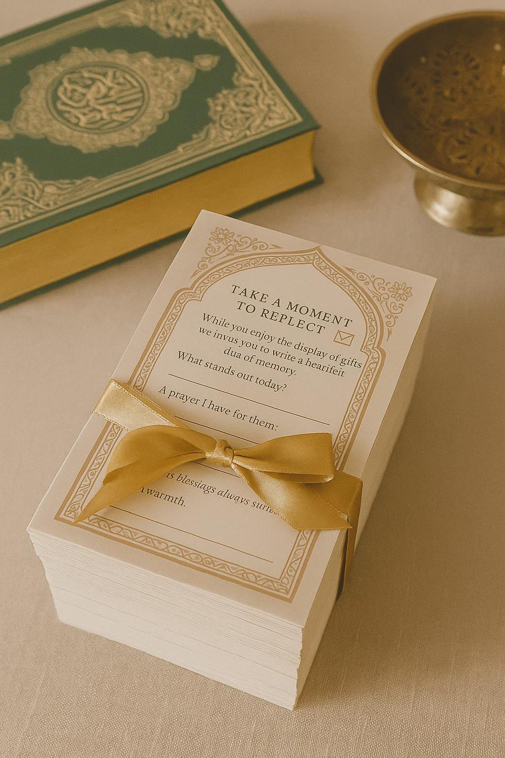 Islamic Wedding Reflection Cards: Brown Arch Dua Guest Message Notes