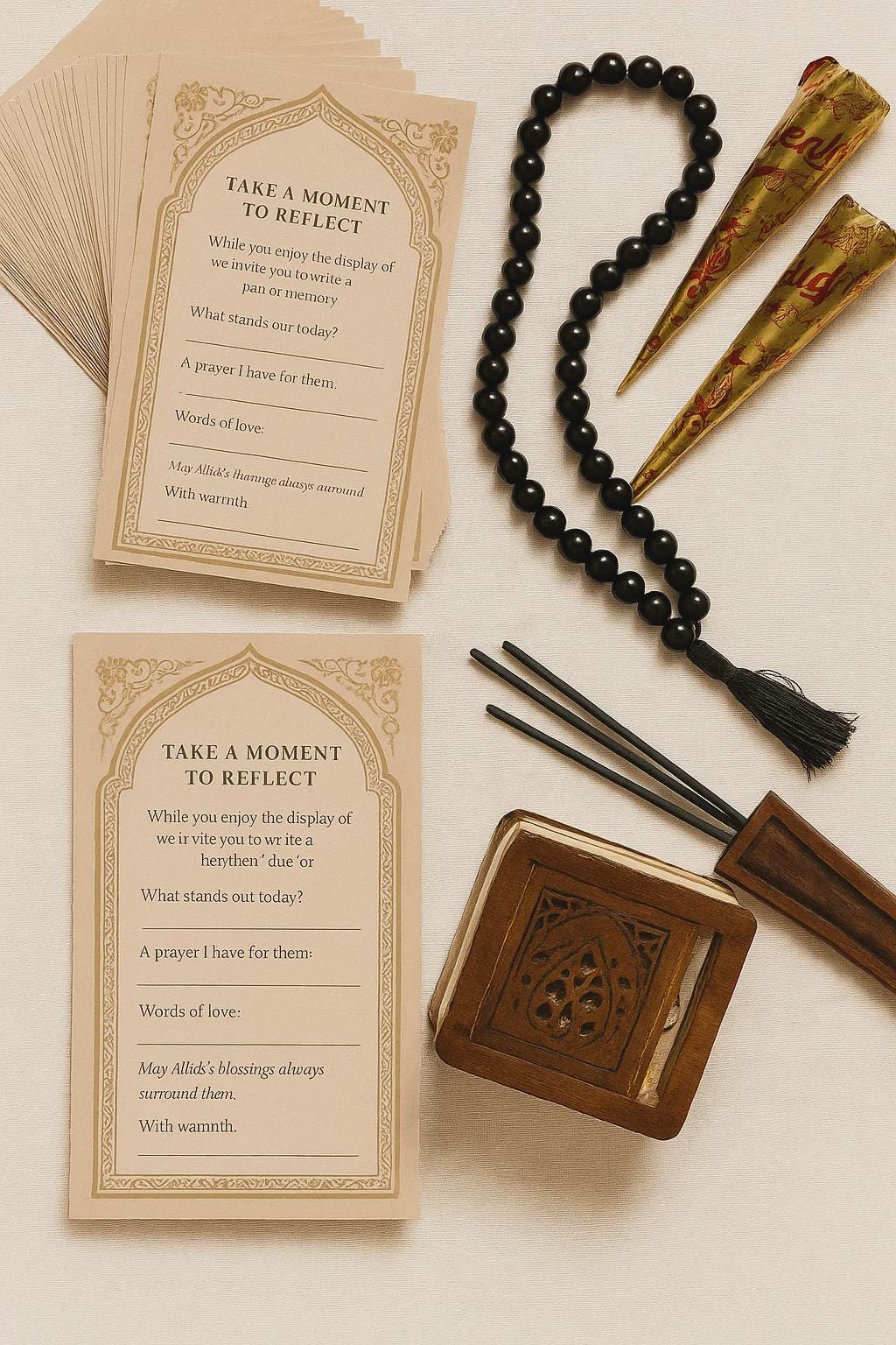 Islamic Wedding Reflection Cards: Brown Arch Dua Guest Message Notes