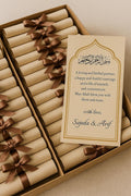 Islamic Wedding Favor Scroll: Bismillah Dua, Kraft Gold Arch (Printable Option Available)